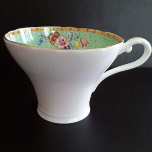 Vintage Aynsley Lavendar  with green interior design corset shaped orphan teacup